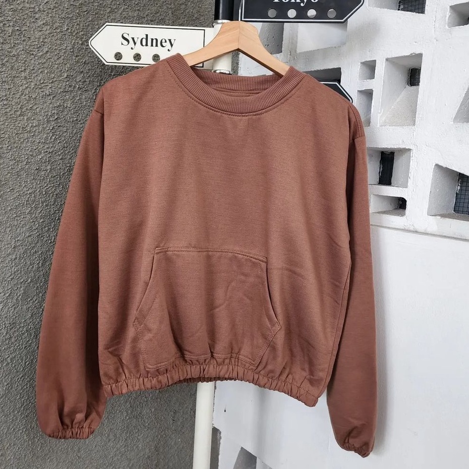 Sweater Sunwo Croope Outer Wanita Trendy Simple