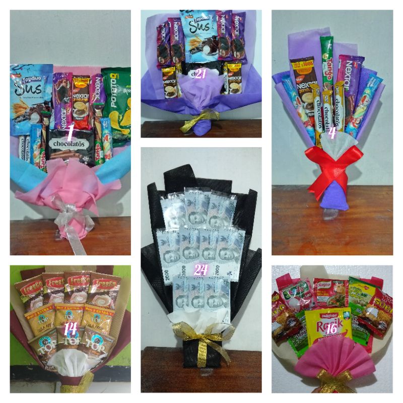Buket bucket Snack / bumbu / uang jajan murah untuk wisuda, ulang tahun, hari ibu, kado, sempro dll.