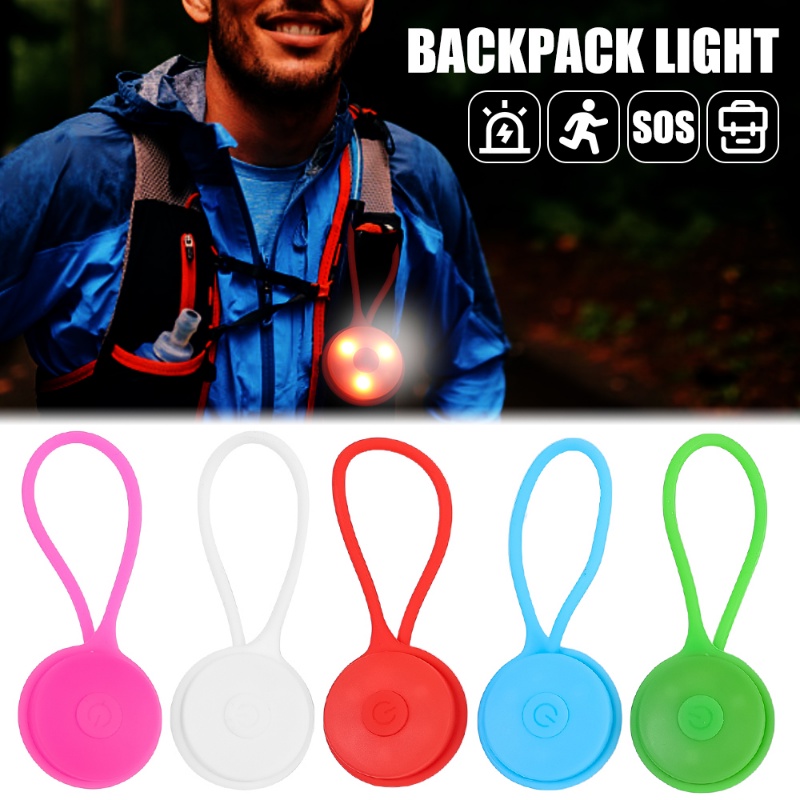 Lampu Ransel Silikon LED 3lampu LED Bersepeda Hiking Portable Lampu Peringatan Keselamatan Ekor Sepeda Senter Outdoor