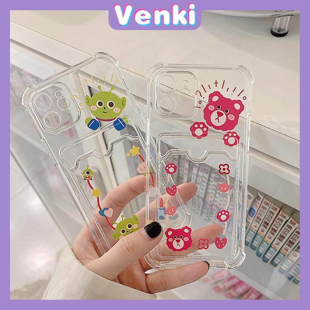 Case iPhone 14 Pro Max Card Holder Case Transparent Simple Case Card Storage Cute Cartoon Camera Protection Shockproof For iPhone 14 13 12 11 Plus Pro Max 7 Plus X XR