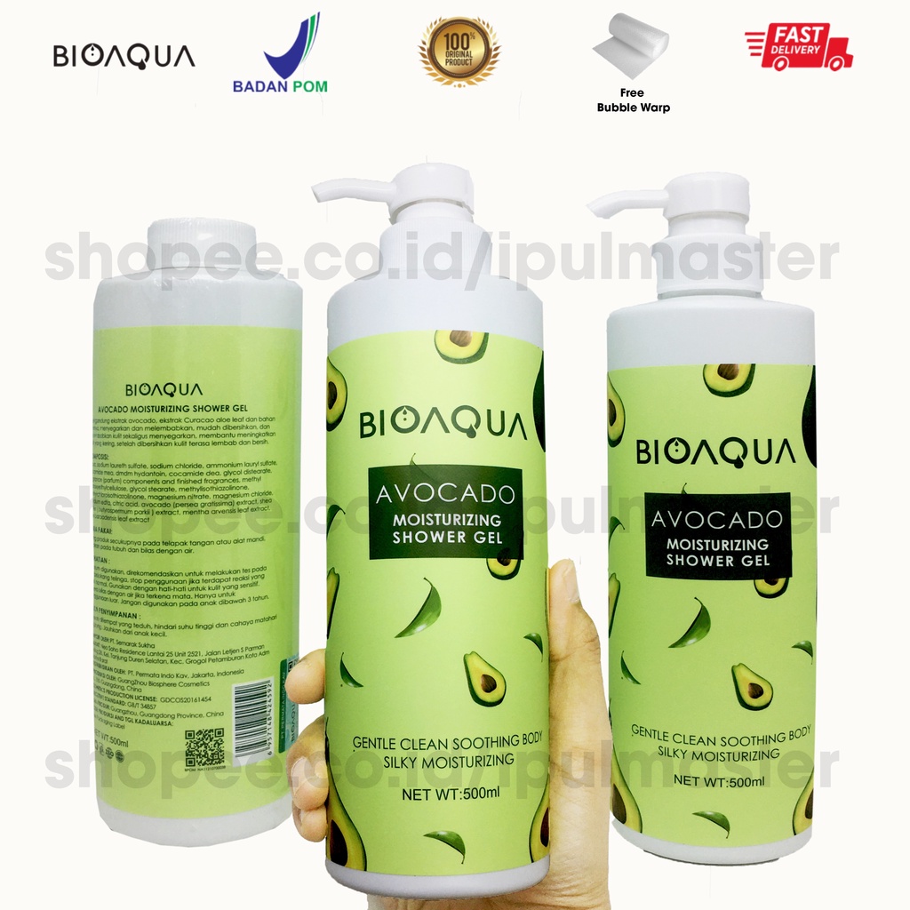 BPOM BIOAQUA Avocado Shower Gel Sabun mandi Body Wash Moisturizing 500ml
