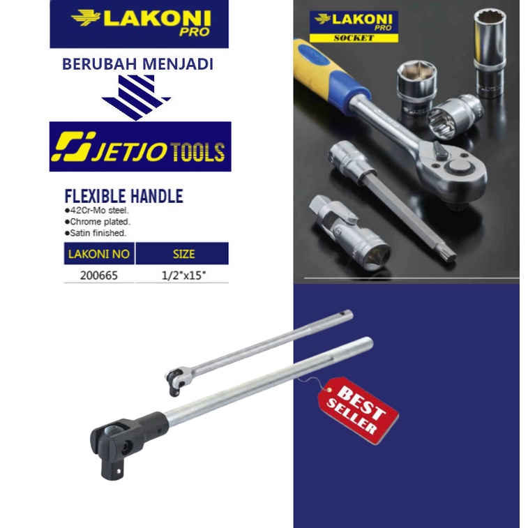 GAGANG KUNCI SOCK / FLEXIBLE HANDLE 1/2&quot; x 15&quot; LAKONI PRO 200665