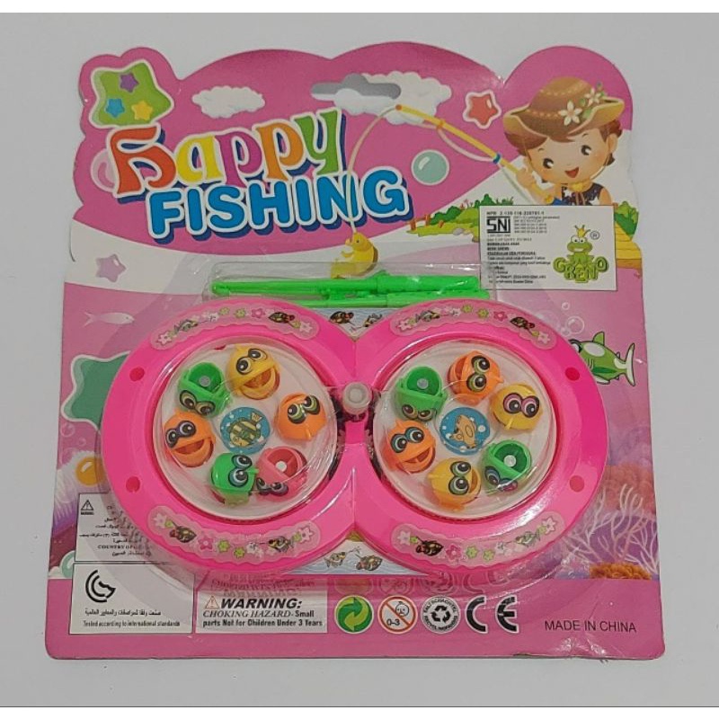 Mainan Anak Pancingan Ikan Magnet Putar 2 Kolam Happy Fishing