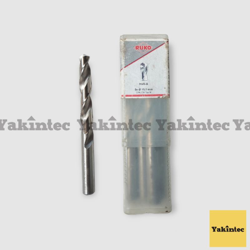 Mata Bor Twist Drill Besi & Kayu Original RUKO 15 mm DIN 338 HSS-Ground