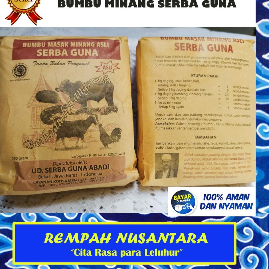 

Terbaruϟday REMPAH NUSANTARA - BUMBU MASAK MINANG ASLI SERBA GUNA 250 gr / Masak Opor Sate soto Padang kambing