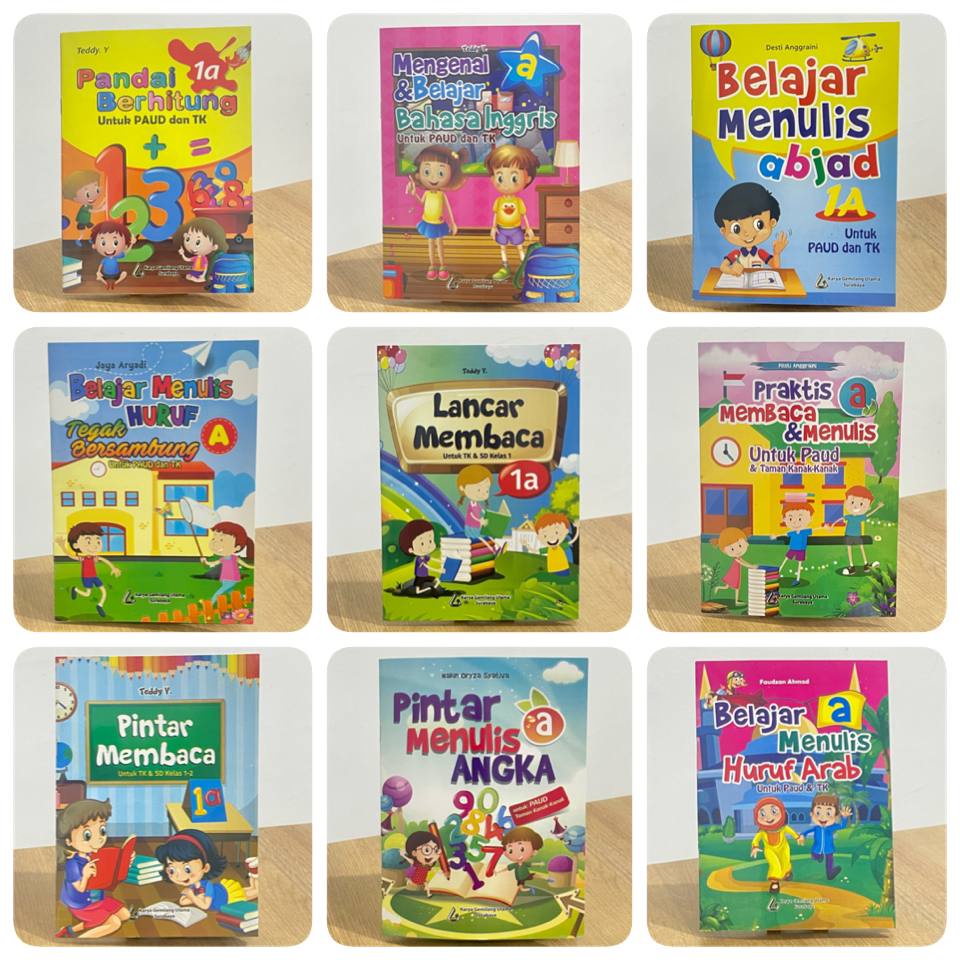 Buku Belajar Jilid PAUD TK JILID A Berhitung, Membaca, Menulis, Bahasa Inggris, Huruf, Angka, Abjad,