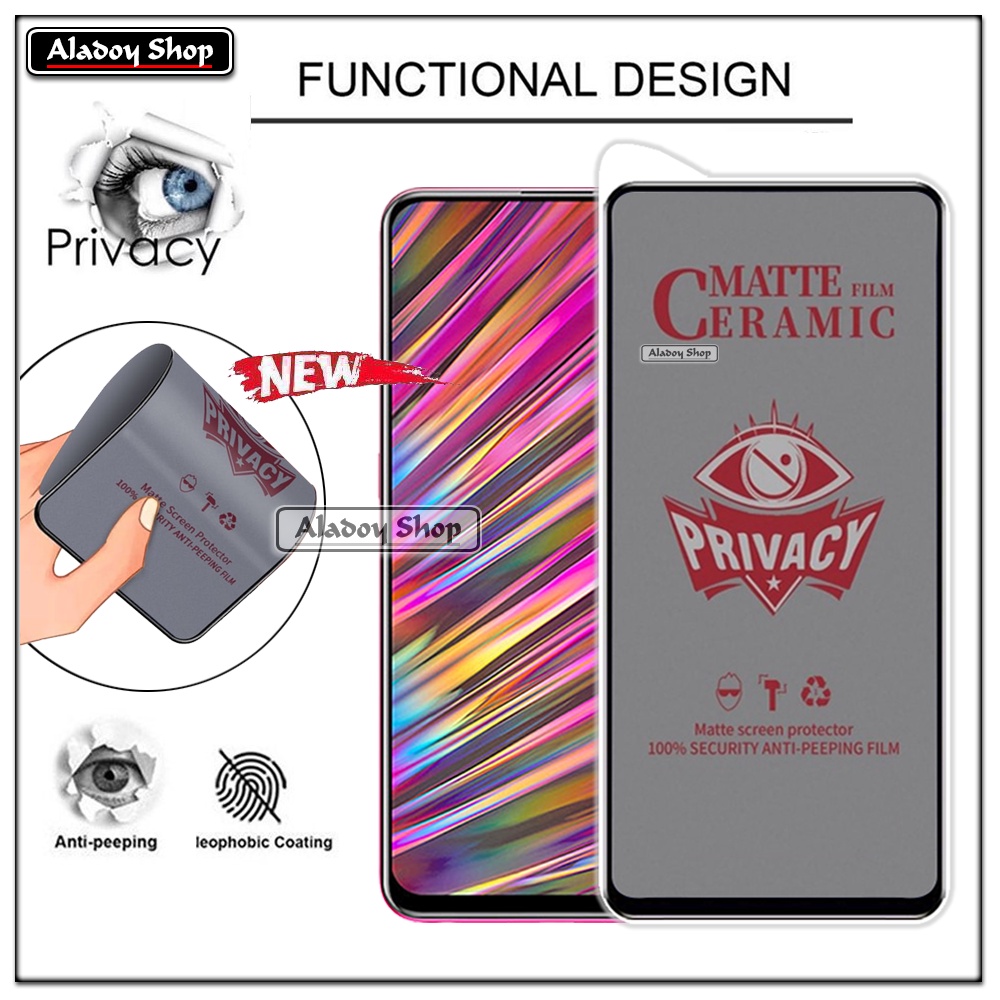 Tempered Glass Anti SPY Vivo V15 Anti Gores Privacy + Tempered Glass kamera dan Skin Carbon