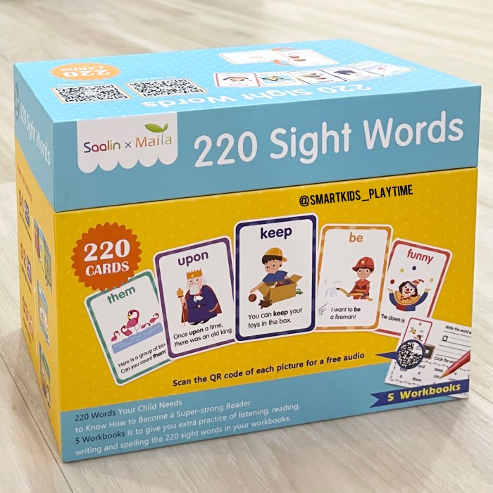 Card Saalin 220 Sight Words Flash Cards Mainan Edukasi Anak
