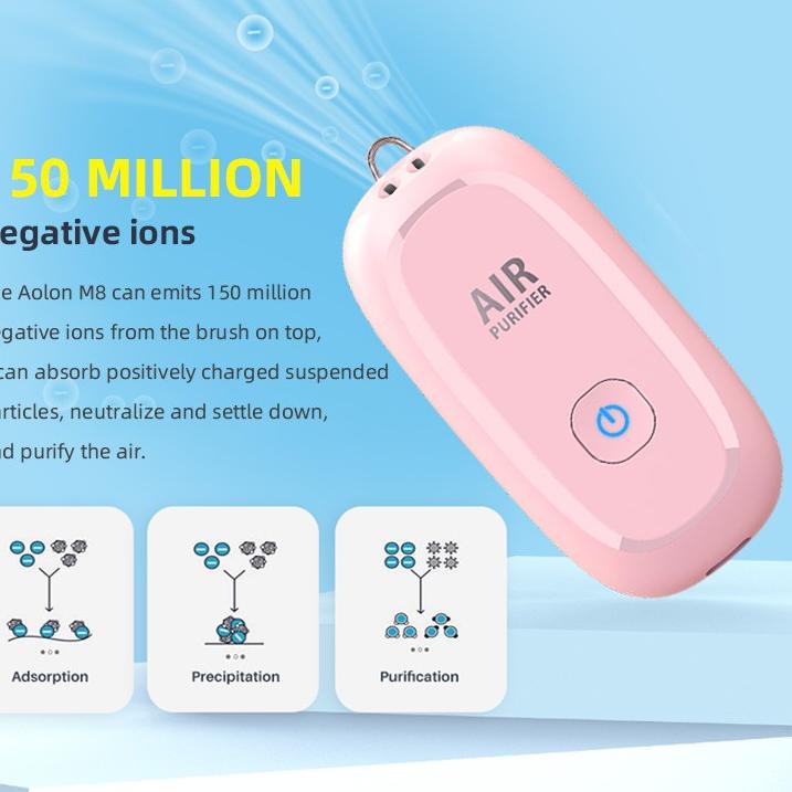 Stok Terbatas JAMAY M8 Air Purifier Personal Ionizer Portable Purifier Kalung Necklace Ion Negatif