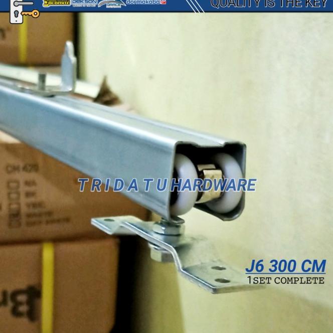 Rel Pintu Sliding 3Meter A6 Rel Pintu Geser 300Cm Full Set Roda