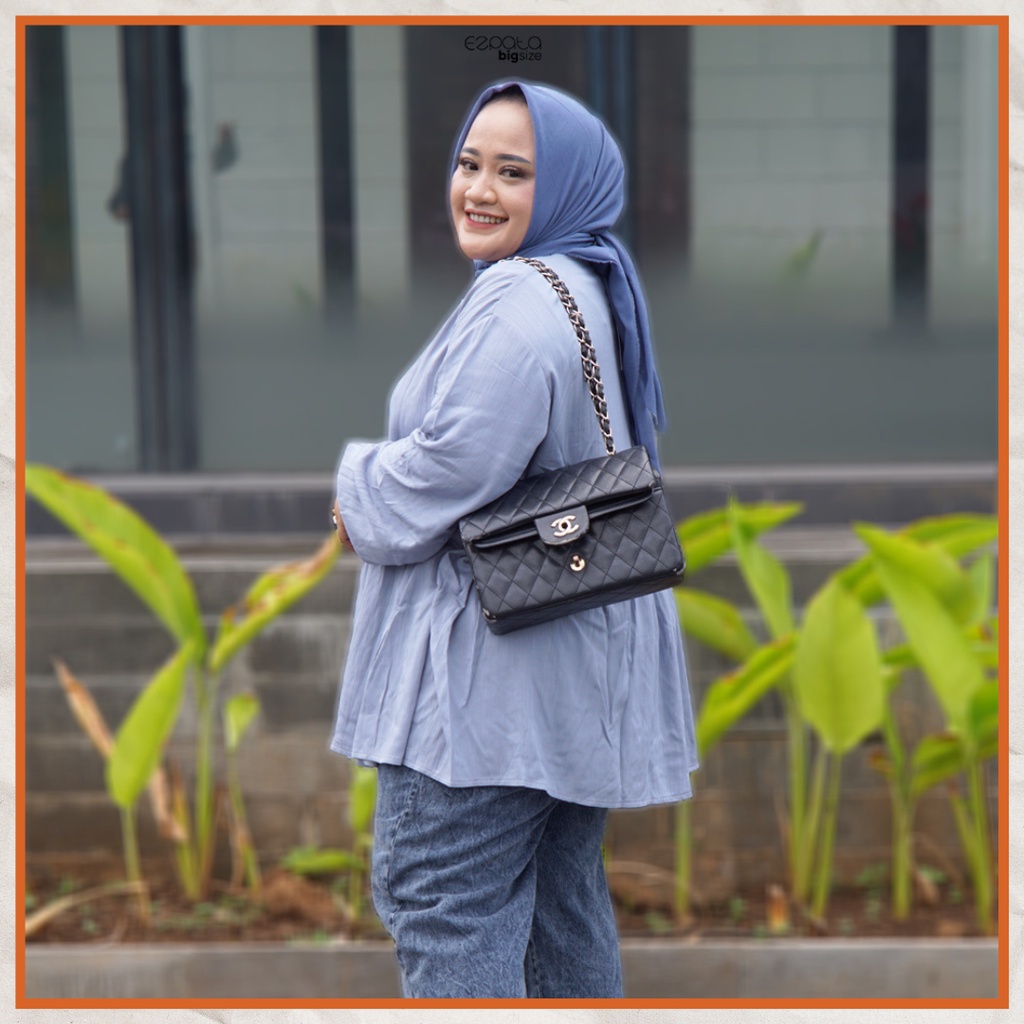 Ezpata Blouse Polos Atasan Crinkle Wanita Bigsize Jumbo XXXL LD 140cm Style Simple Model Elegan Terbaru