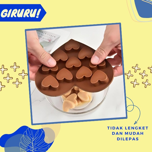 Cetakan Cokelat  Bentuk Love Bahan SIlikon / Cetakan Coklat 10 Lubang Silicone Molds Baking Chocolate