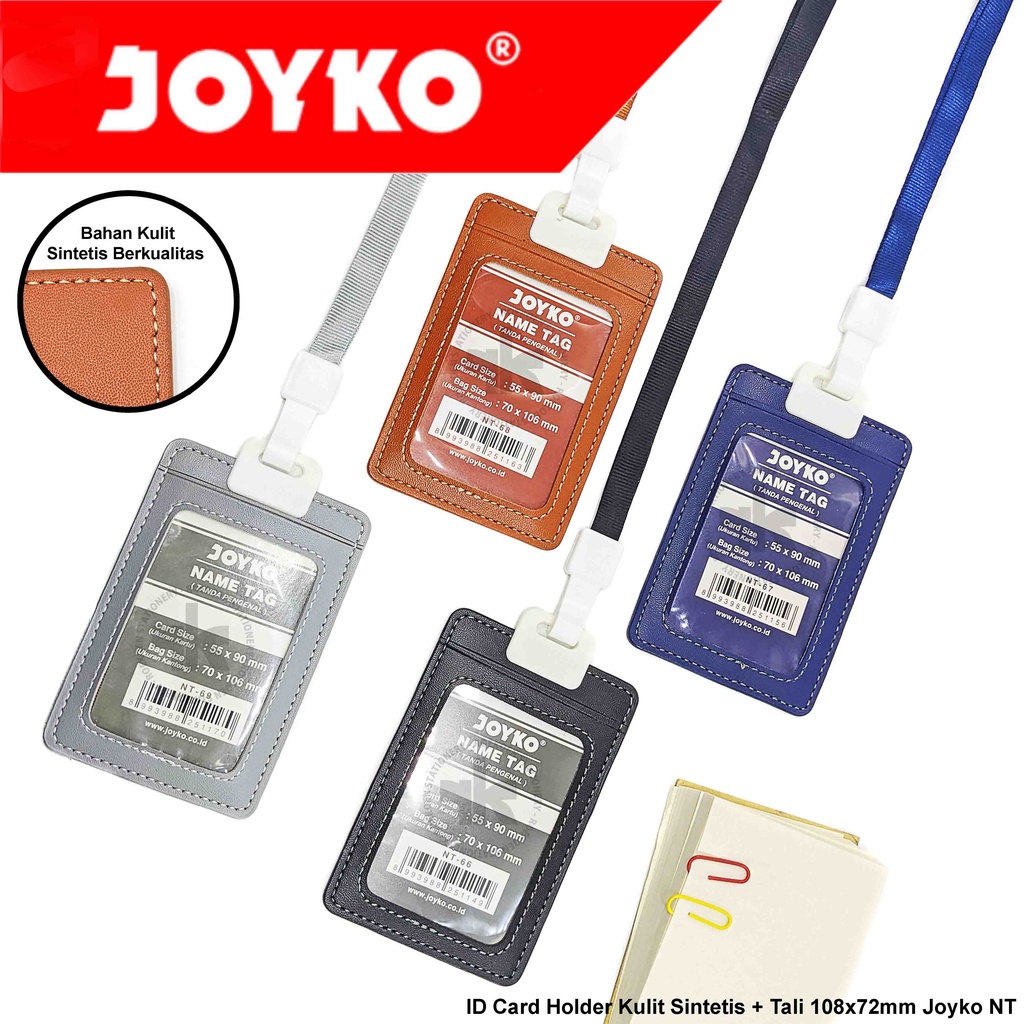

Joyko ID Card Holder Kulit Sintetis 72x108mm NT + Tali Lanyard Warna