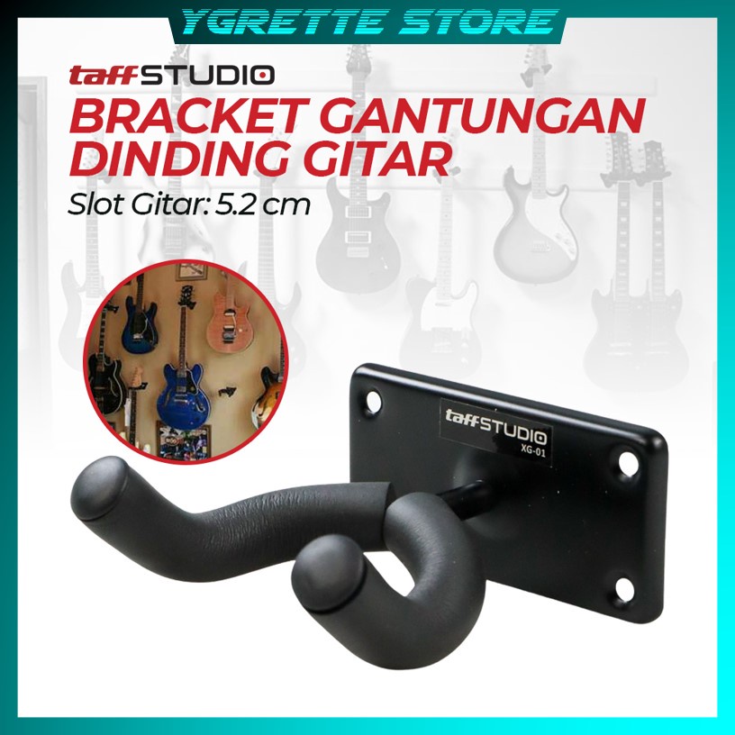 YGRETTE - TAFFSTUDIO HOLDER GANTUNGAN GITAR DI DINDING TEMBOK Guitar Wall Hanger Rack Rak Gitar