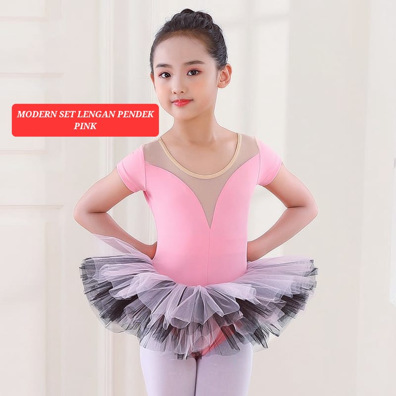 MODERN LEOTARD SET BAJU BALET SENAM GYMNASTIC ICE SKATE ANAK REMAJA IMPORT FASHION