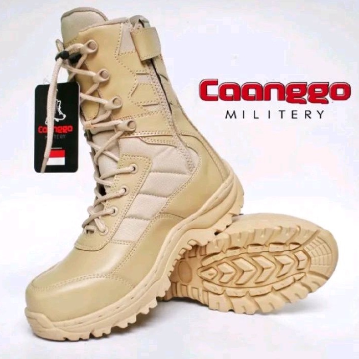 Sepatu pdl tactical boots safety cream mengkilap caanggo