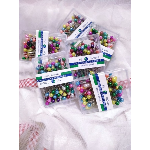 Jarum Pentul Besar  Stainless Warna Campur Free Box Isi -/+ 100 pcs