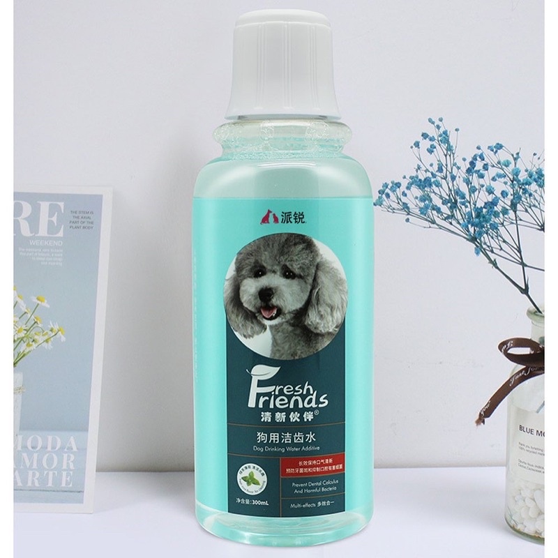 Fresh friend dog drinking water additive for removes plague, tartar and freshen breath ( penganti gosok gigi)