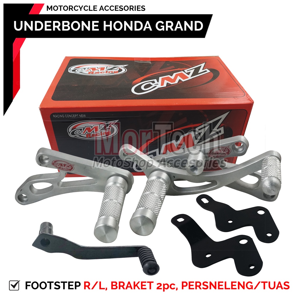 Footstep Underbone Racing Postep Foot Step Anderbone Depan Motor Honda Grand / Legenda Silver FullSe
