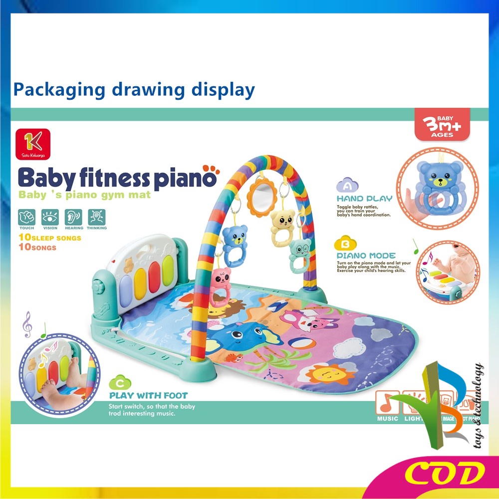 RB-M15-16 Baby Play Gym Mainan Anak Bayi Rattle &amp; Piano Playmat Matras / Kasur Bayi Playgym Musical