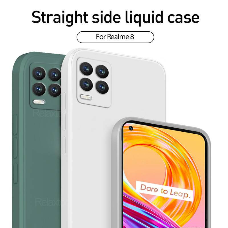 Shockproof Phone Back Cover Untuk Oppo Realmi8 8i 4G 5G Pro Square Cairan Silikon Lembut Pelindung Case