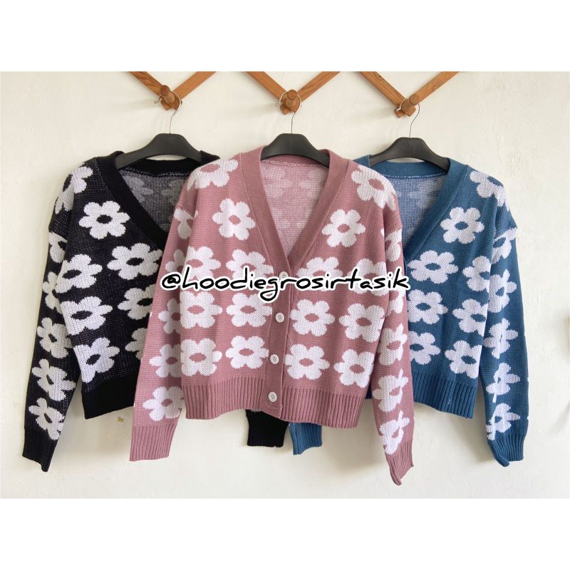 CARDIGAN RAJUT FLOWERS - CARDY CROP BUNGA - OUTER RAJUT