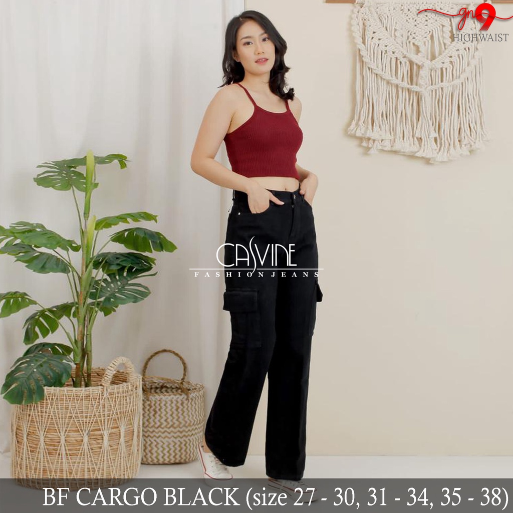 CASVINEJEANS | Celana Boyfriend Cargo Cewek Wanita Bigsize Jumbo Non-Stretch Ready 5 Warna