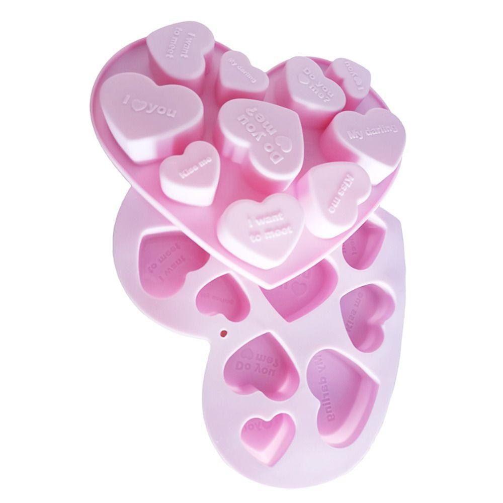 Solighter Cetakan Silikon Hari Valentine Aksesoris Baking DIY Sabun Cetakan Berbentuk Hati 3D Art Wax Mold