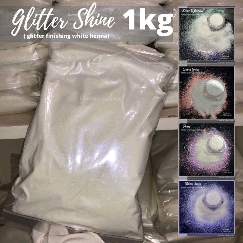 1kg GLITTER SHINE ,KUALITAS TERBAIK !! kehalusan 1/256 Glitter white finishing white henna