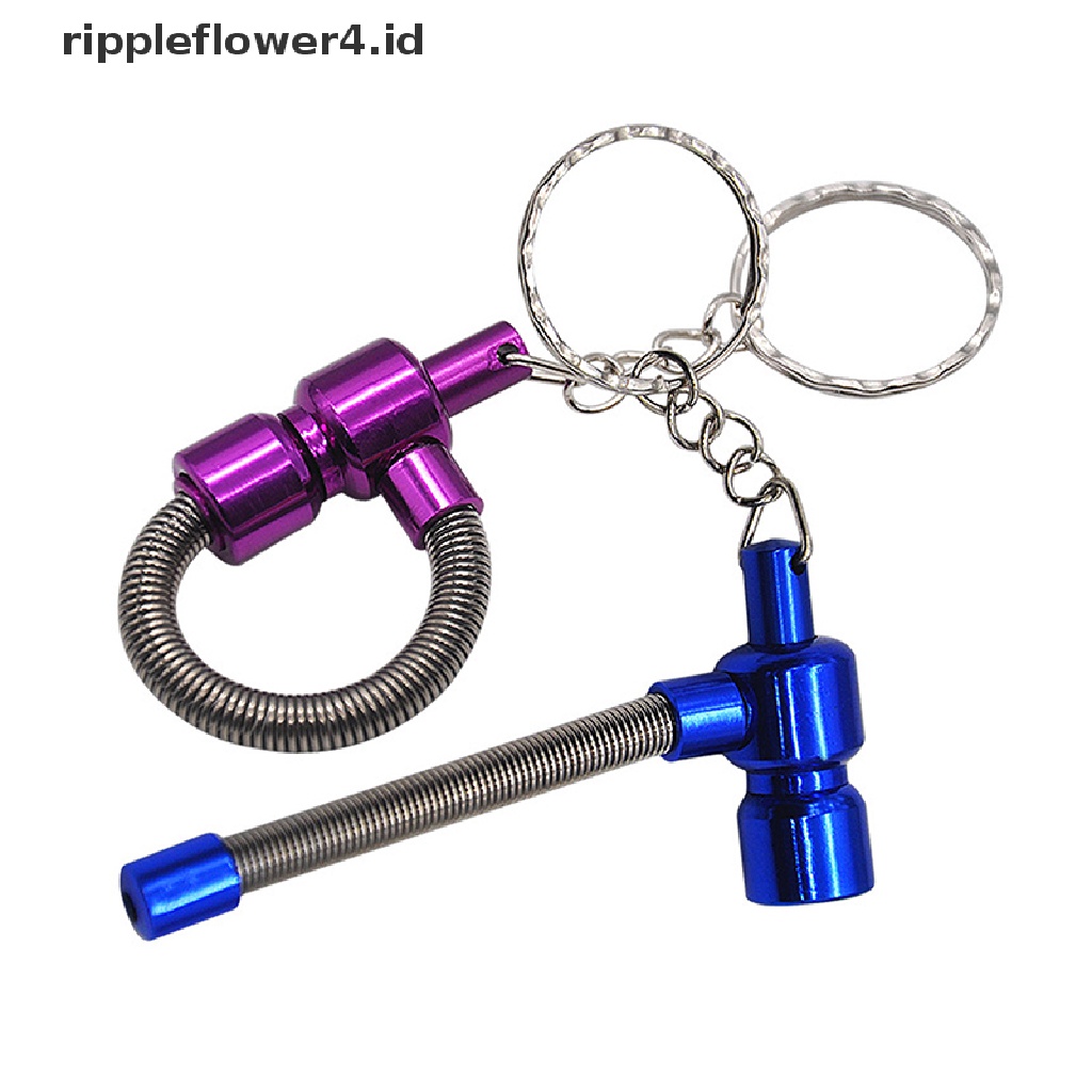 {rippleflower4.id} Metal Spring Pipe Pipa Portable Dengan Gantungan Kunci Aksesoris ett~