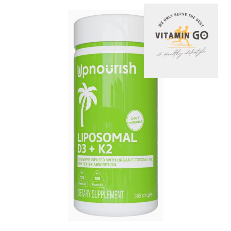 Jual Upnourish Liposomal Vitamin D3 K2 365 Sofgels, Vitamin D3 5000 IU