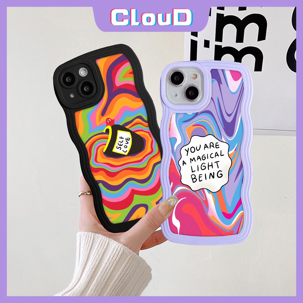 Casetify Wavy Edge Case OPPO A17 A95 A96 A16 A15s A35 A74 A52 A54 A12E A7 A5s A16K A76 A3s A16s A77s A5 A57 A15 A53 A1k A55 A12 A32 Reno 8 7 6 A9 Soft Tpu Rainbow Penutup Cat Air