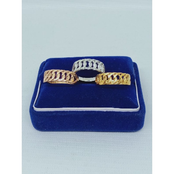 Cincin 1/2 rantai polos / cincin perak asli silver 925 lapis emas/ cincin fashion wanita terbaru