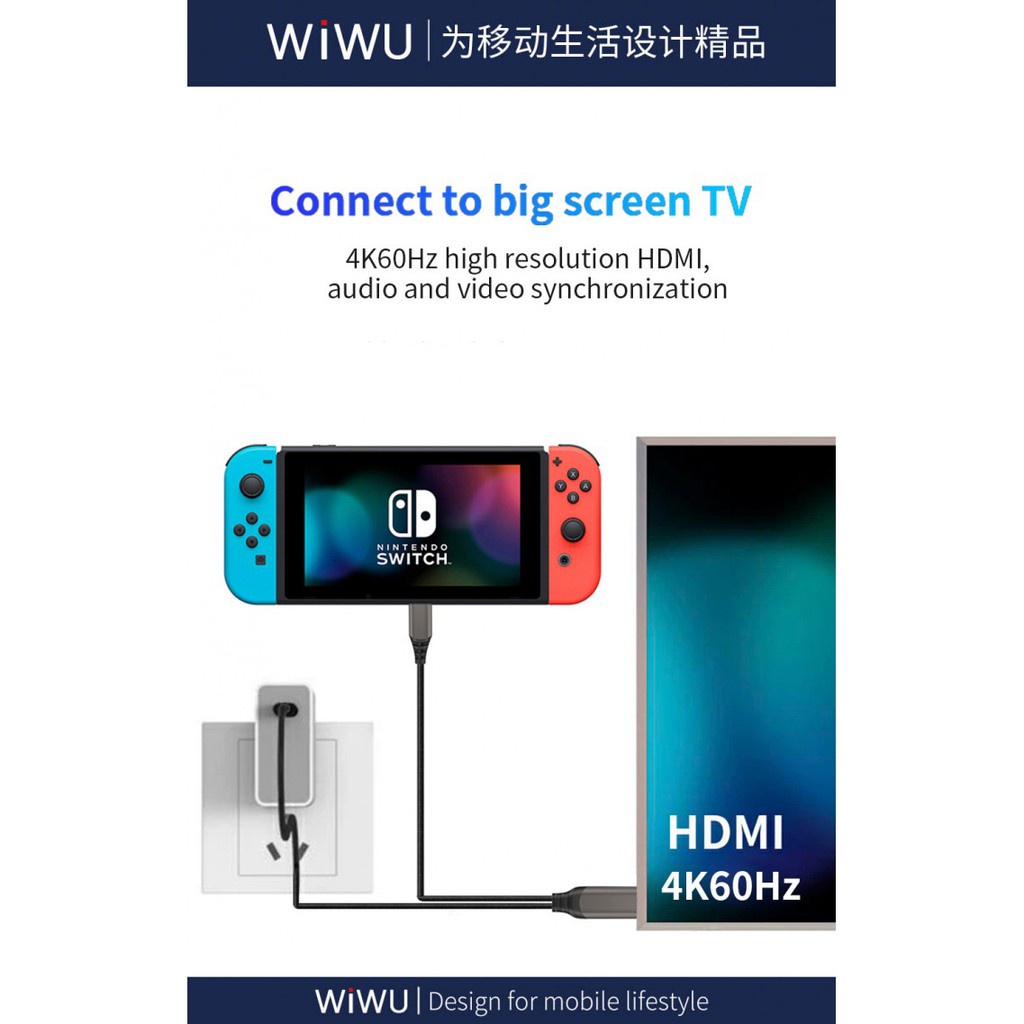 739 WIWU X10 - Type-C to 4K HDMI Cable - NS Switch Compatible - 200cm