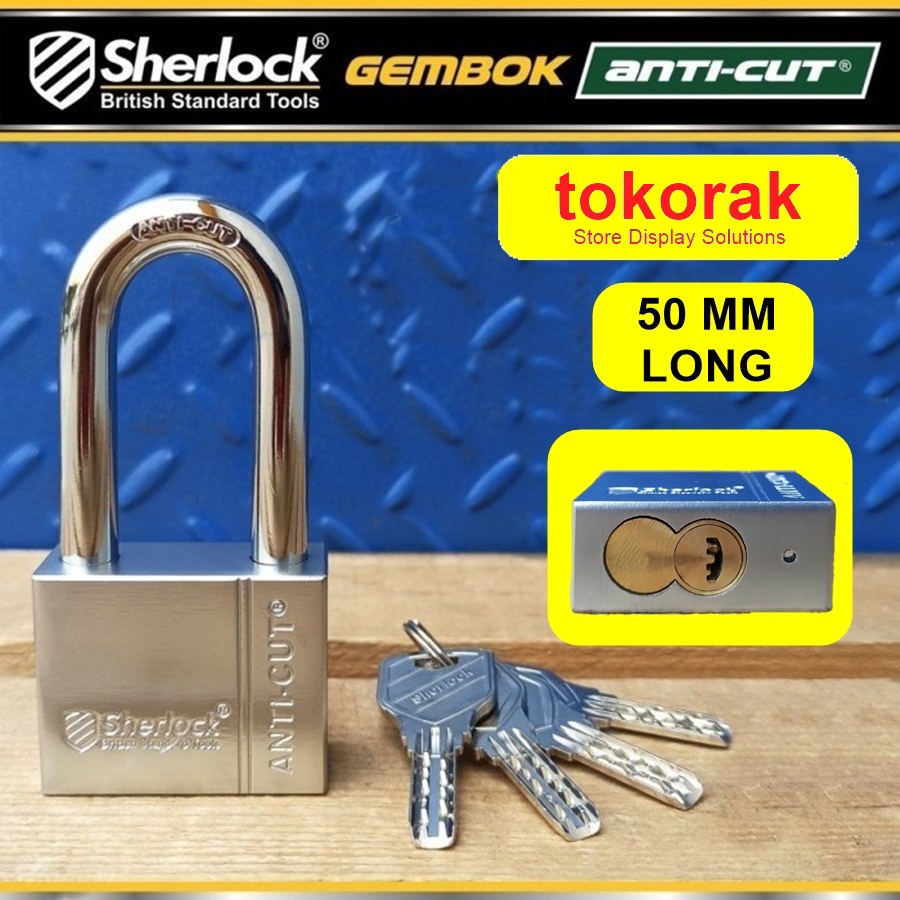 GEMBOK RUMAH - TOKO - PAGAR SHERLOCK ANTI CUT 50 MM PANJANG COMP KEY