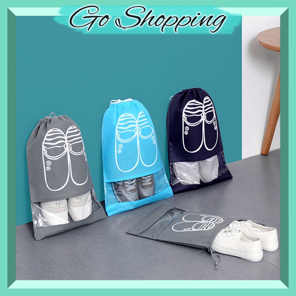 GO! PC1009 Tas Serut Shoes Bag Penyimpanan Sepatu dan Sendal Kantong Tali Serut Serbaguna Murah Organizer rumah