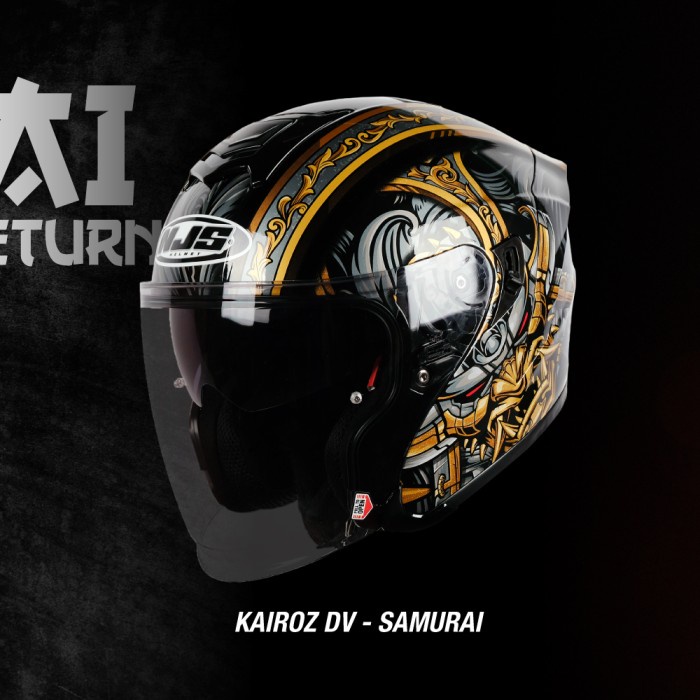 NJS KAIROZ DV SAMURAI HITAM GLOSS/DOFF - HELM HALF FACE