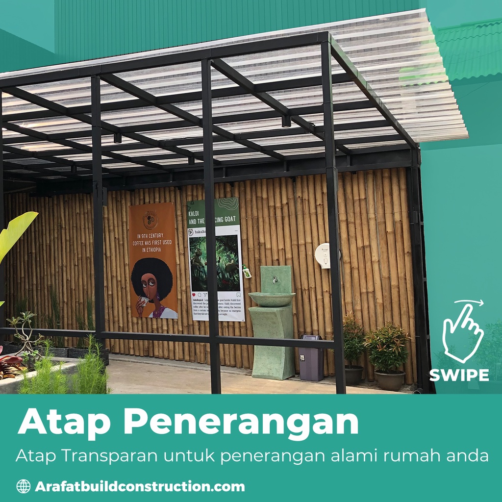 Atap Transparan + Pemasangan untuk penerangan rumah