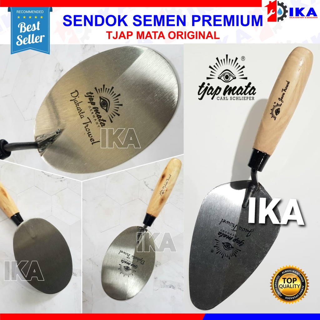 Sendok Semen Gagang Kayu Bulat Lancip 6&quot;  - Tjap Mata Sendok Semen Bulat 6 Inch Stainless Gagang Kayu Model Jawa Termurah Berkualitas Tjap Mata Sendok Semen Lancip 6&quot; Stainless Gagang Kayu Model Profil