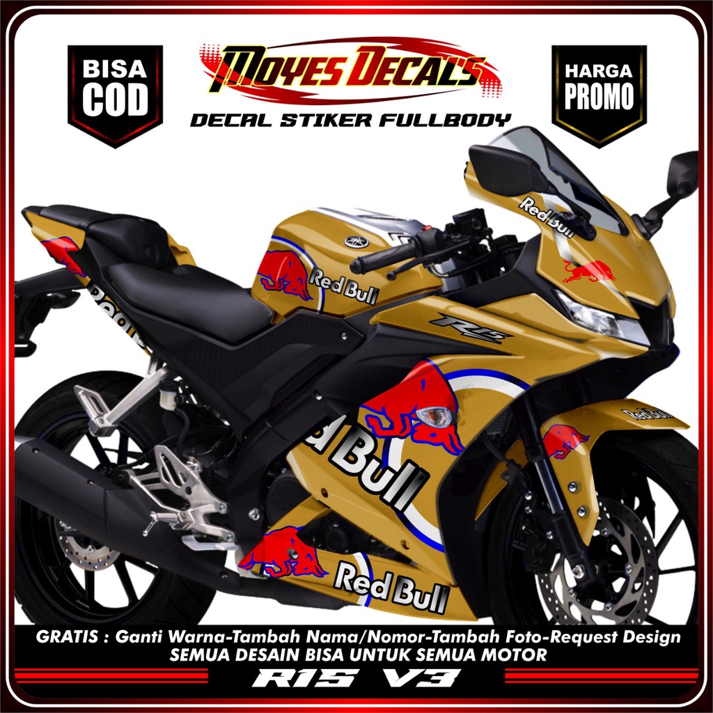 TERBARU - Stiker R15 V3 150R Fullbody Redbull Decal Stiker Variasi R15 V3 Stiker Decal