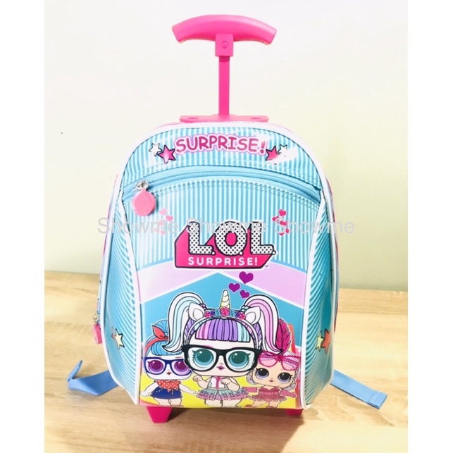 SHOWME TROLLEY - TROLI TAS RANSEL DORONGANAK SEKOLAH PAUD KUALITAS PREMIUM - BATOK GAMBAR BUSA KAKU UNICORN MAGIC PINK