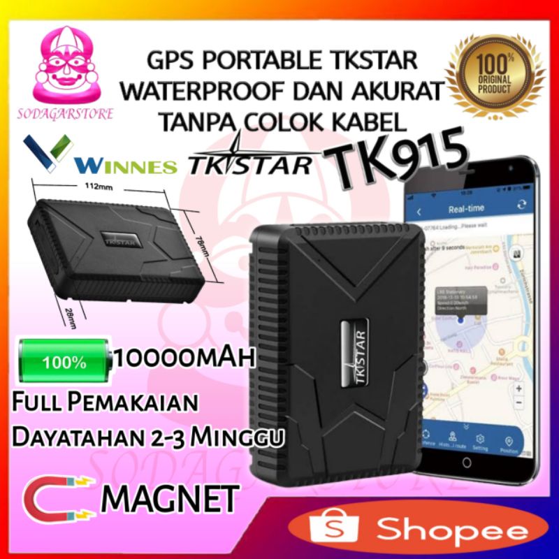 GPS TRACKER TKSTAR TK915 Portable GPS PELACAK GPS MOBIL/MOTOR 10000mAh