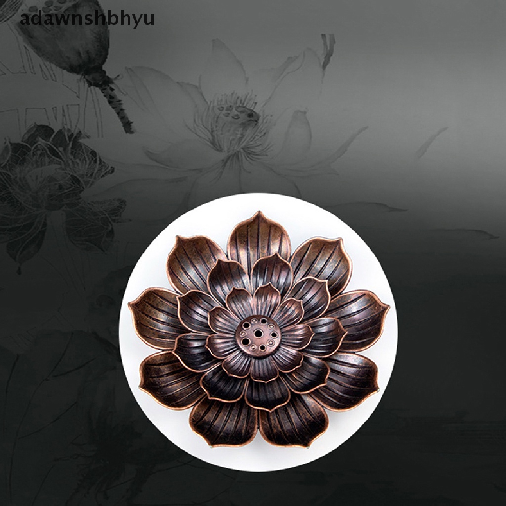 Adawnshbhyu Alloy Tempat Bakar Dupa Stick Holder Plate Burner Plate Buddhism Coil Lotus Censer ID