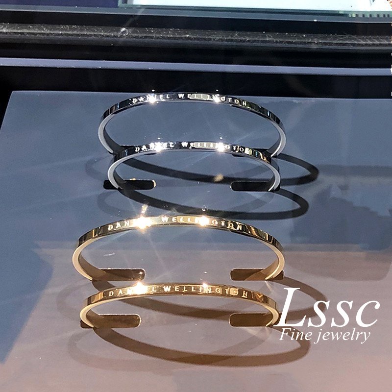 Gelang Titanium Couple Pasangan Anti Karat Wanita / Pria Bangle Emas 18K Aksesoris Fashion Korea