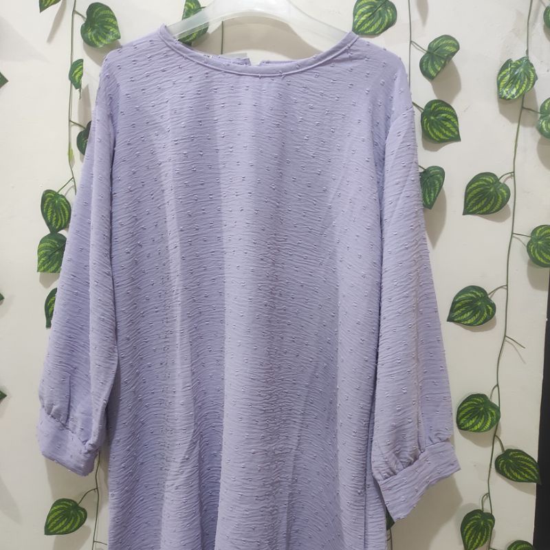 oz006 setelan tunik wanita terbaru bahan cringkle dot