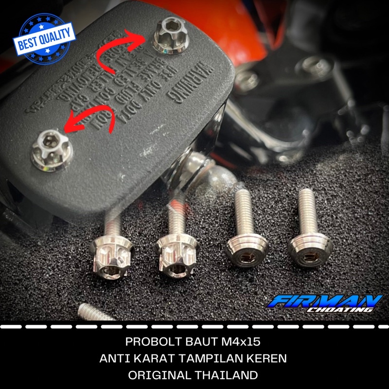 Probolt baut kerucut M4x15 Drat 6 panjang 1,5cm (1Biji)