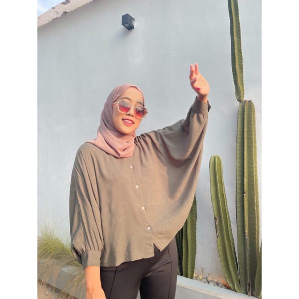 KEMEJA BATWING LENGAN BALON // KEMEJA OVERSIZE BATWING TERBARU