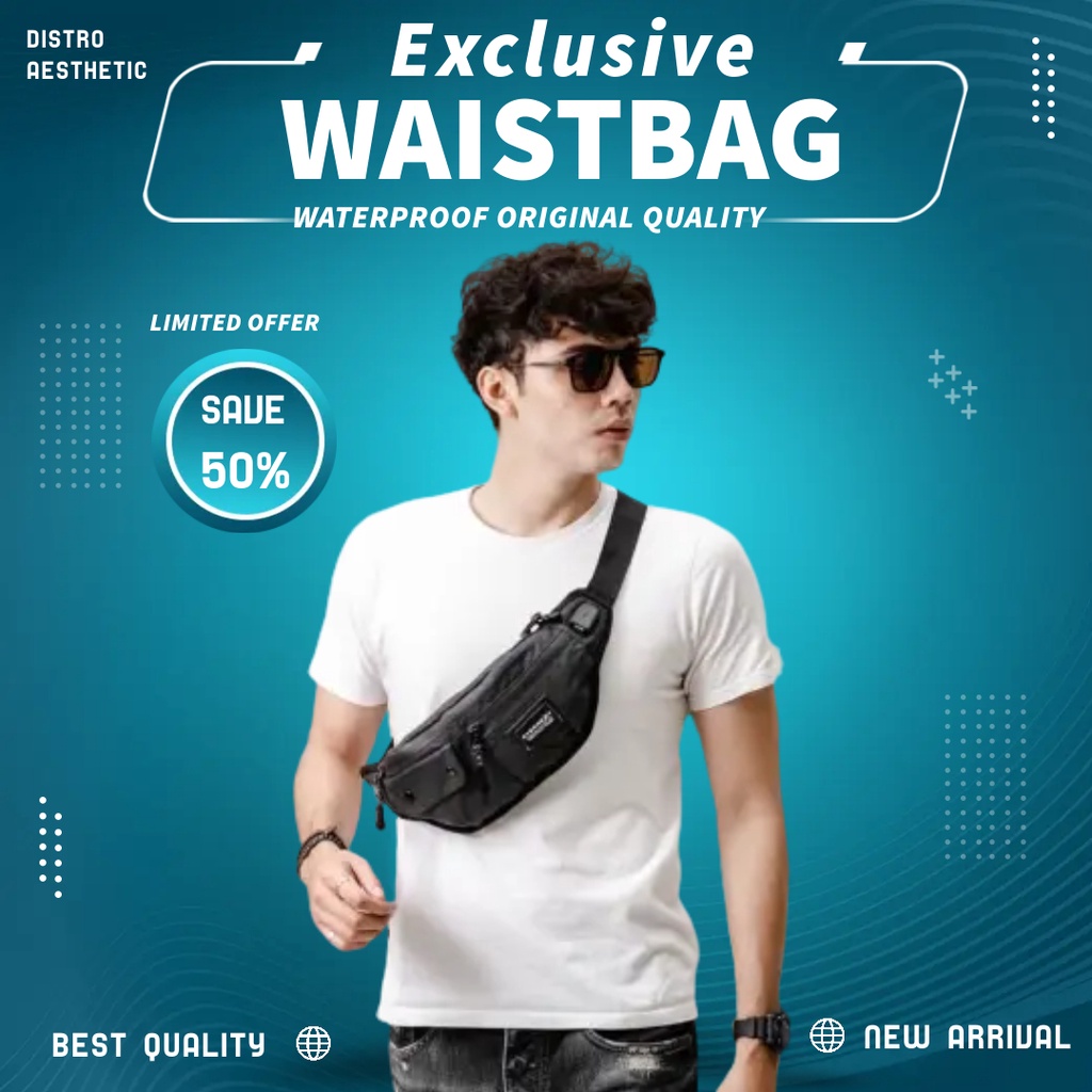 Tas Wistbag Selempang Slingbag Salempang Pria Waistbag Waterproof Distro Original Export Eksport Eks