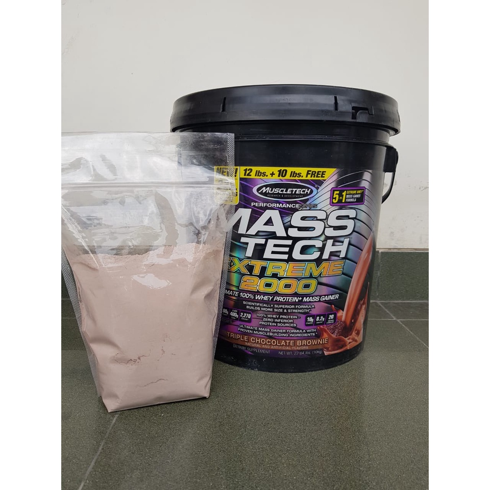 (Bonus Sample/Shaker) Mass tech Masstech Extreme Xtreme Gainer 2000 2 Lbs (900 gram)