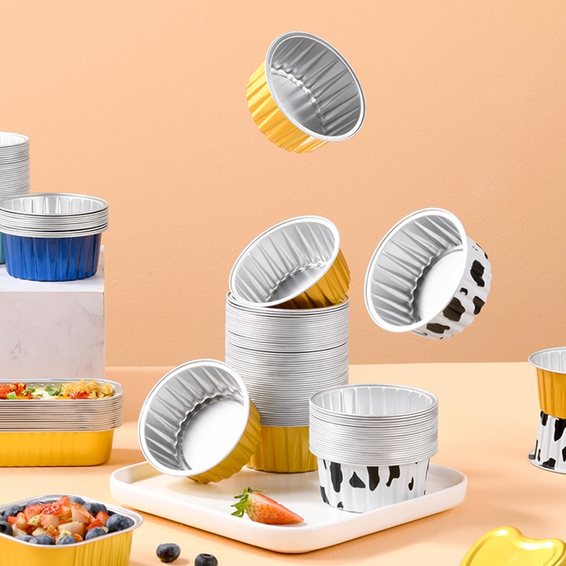 10pcs /Set Reusable Aluminium Foil Tin Cup/ Cetakan Kue Puding Air Fryer Multifungsi/ Alat Masak Udang Bihun Dapur